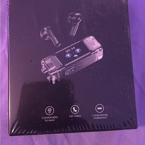 Wireless Earbuds with Digital Charging Case - Black